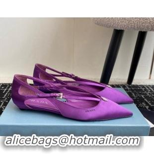 Shop Cheap Prada Satin cut-out ballerinas flats Purple 115105