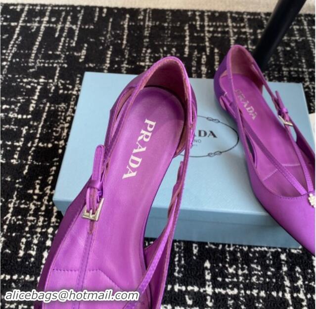 Shop Cheap Prada Satin cut-out ballerinas flats Purple 115105