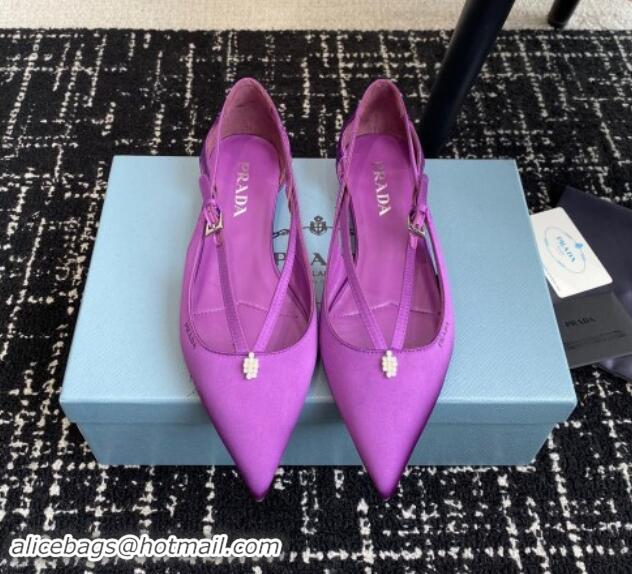 Shop Cheap Prada Satin cut-out ballerinas flats Purple 115105