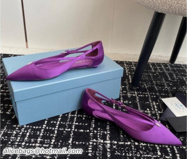 Shop Cheap Prada Satin cut-out ballerinas flats Purple 115105