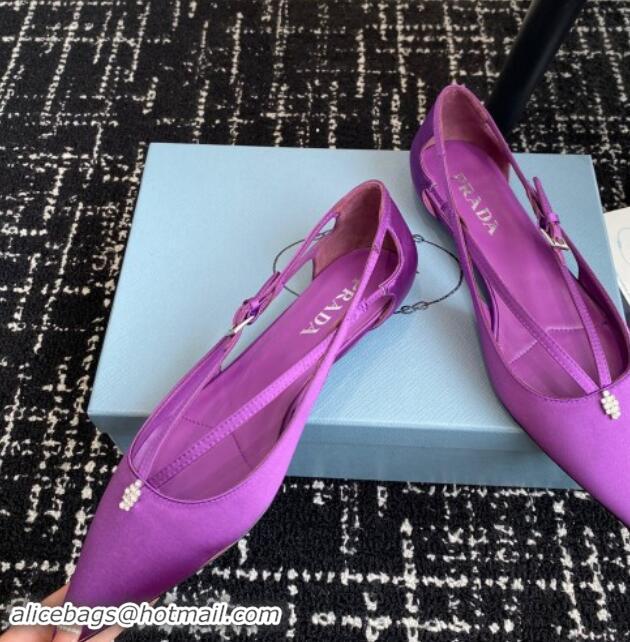 Shop Cheap Prada Satin cut-out ballerinas flats Purple 115105