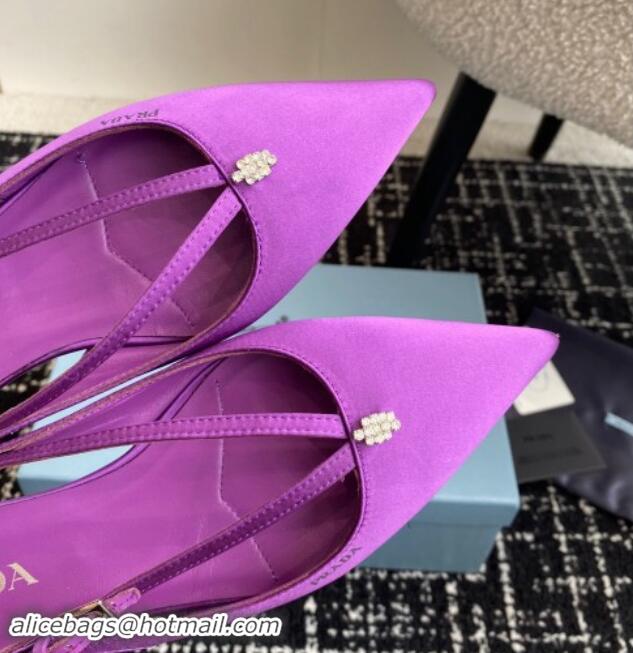 Shop Cheap Prada Satin cut-out ballerinas flats Purple 115105