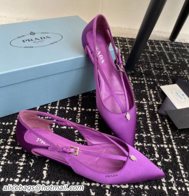 Shop Cheap Prada Satin cut-out ballerinas flats Purple 115105