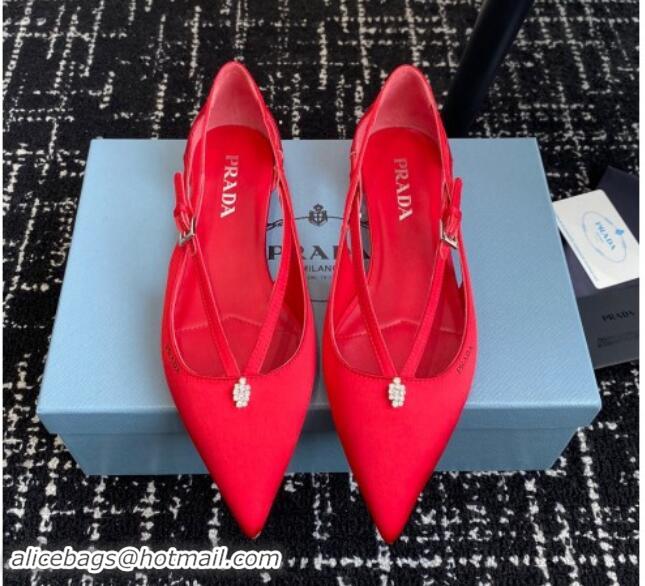 Best Price Prada Satin cut-out ballerinas flats Red 115103