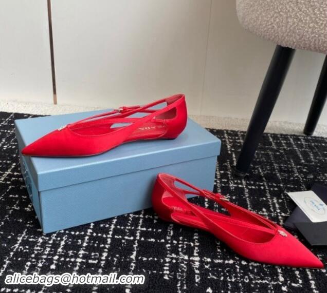 Best Price Prada Satin cut-out ballerinas flats Red 115103