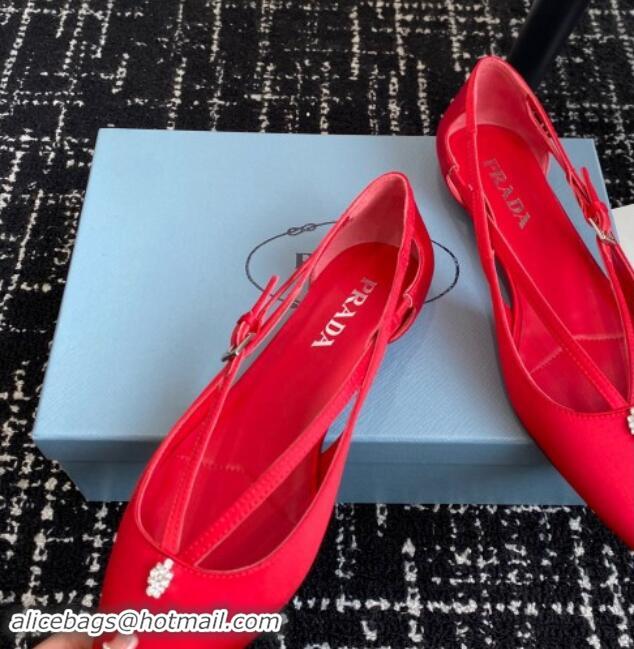 Best Price Prada Satin cut-out ballerinas flats Red 115103