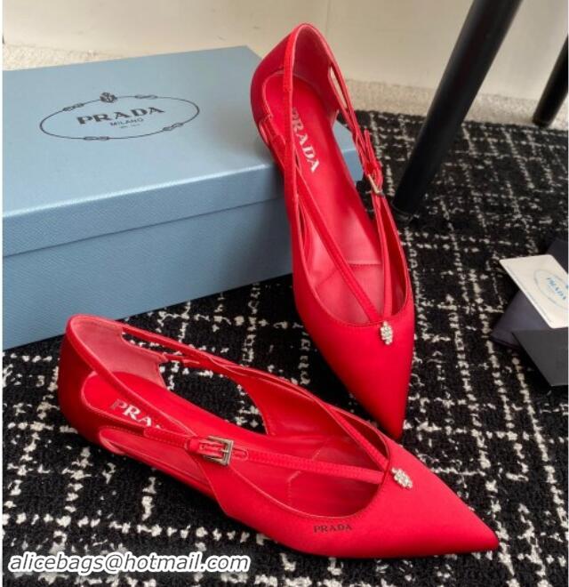 Best Price Prada Satin cut-out ballerinas flats Red 115103