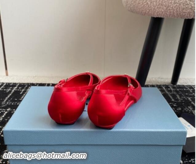 Best Price Prada Satin cut-out ballerinas flats Red 115103