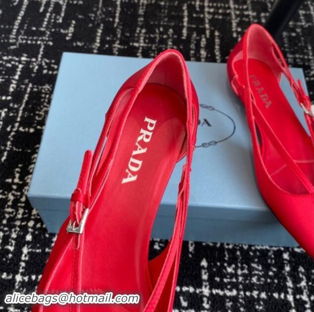 Best Price Prada Satin cut-out ballerinas flats Red 115103