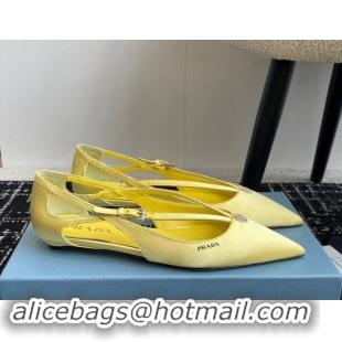 Generous Prada Satin cut-out ballerinas flats Yellow 115101