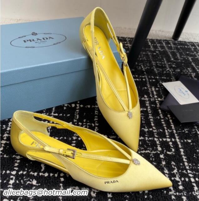 Generous Prada Satin cut-out ballerinas flats Yellow 115101