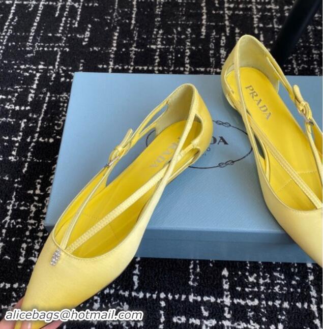 Generous Prada Satin cut-out ballerinas flats Yellow 115101