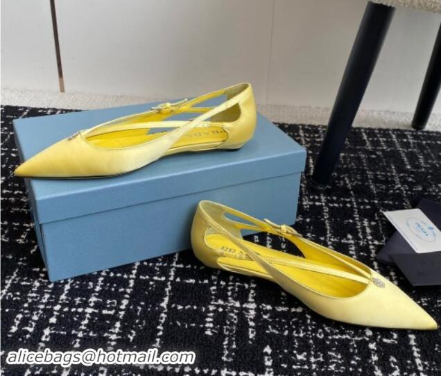 Generous Prada Satin cut-out ballerinas flats Yellow 115101