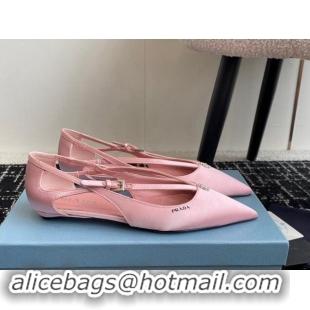 1:1 aaaaa Prada Satin cut-out ballerinas flats Light Pink 115099