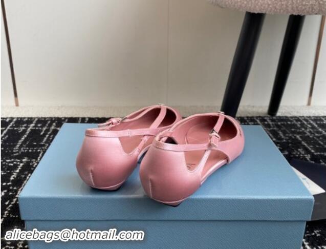 1:1 aaaaa Prada Satin cut-out ballerinas flats Light Pink 115099