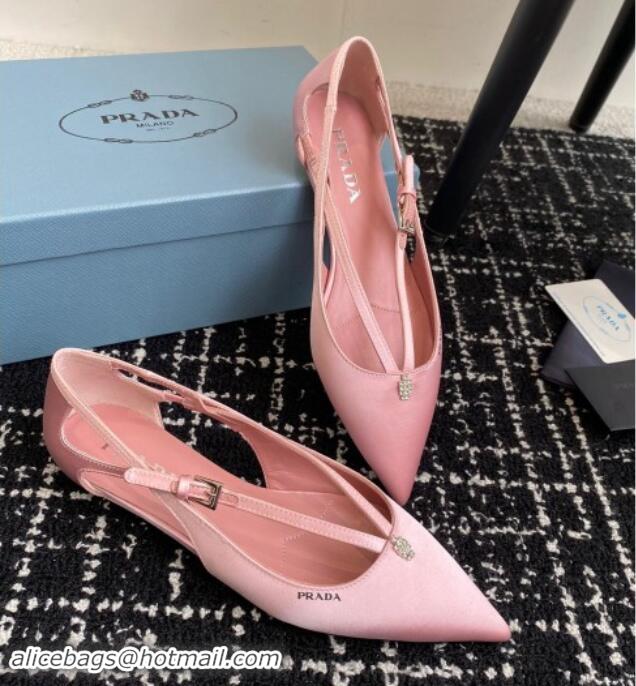 1:1 aaaaa Prada Satin cut-out ballerinas flats Light Pink 115099