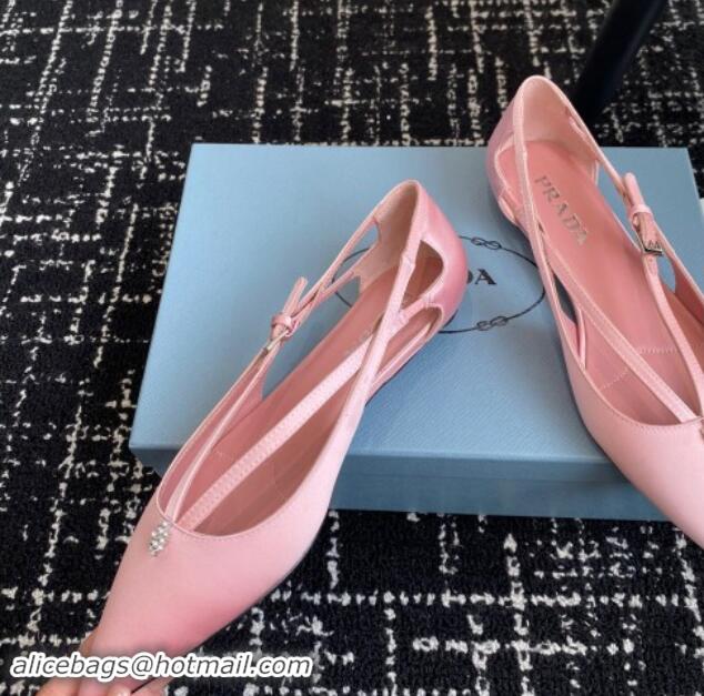 1:1 aaaaa Prada Satin cut-out ballerinas flats Light Pink 115099