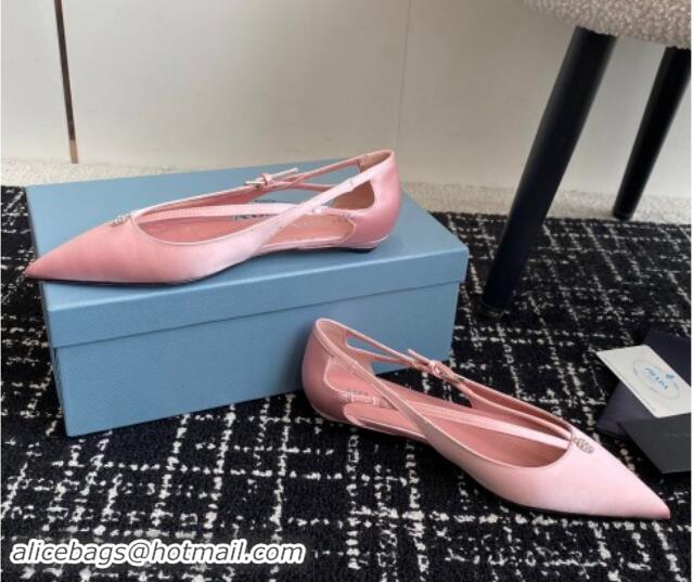 1:1 aaaaa Prada Satin cut-out ballerinas flats Light Pink 115099