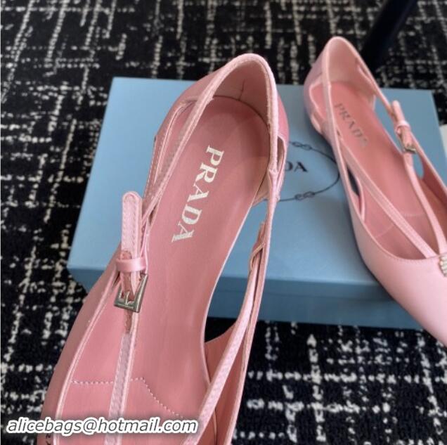 1:1 aaaaa Prada Satin cut-out ballerinas flats Light Pink 115099