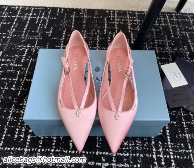 1:1 aaaaa Prada Satin cut-out ballerinas flats Light Pink 115099