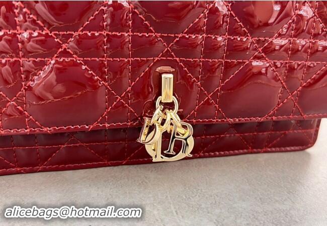 Inexpensive Dior My Dior Mini Bag in Patent Cannage Calfskin with Pearl 0980 Burgundy 2024