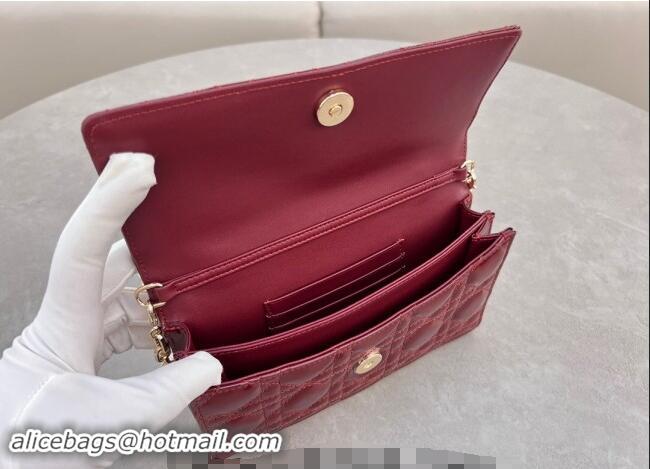 Inexpensive Dior My Dior Mini Bag in Patent Cannage Calfskin with Pearl 0980 Burgundy 2024