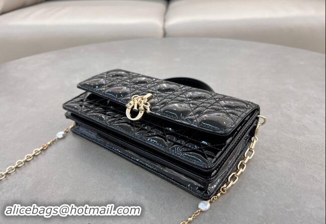 Buy Grade Dior My Dior Mini Bag in Patent Cannage Calfskin with Pearl 0980 Black