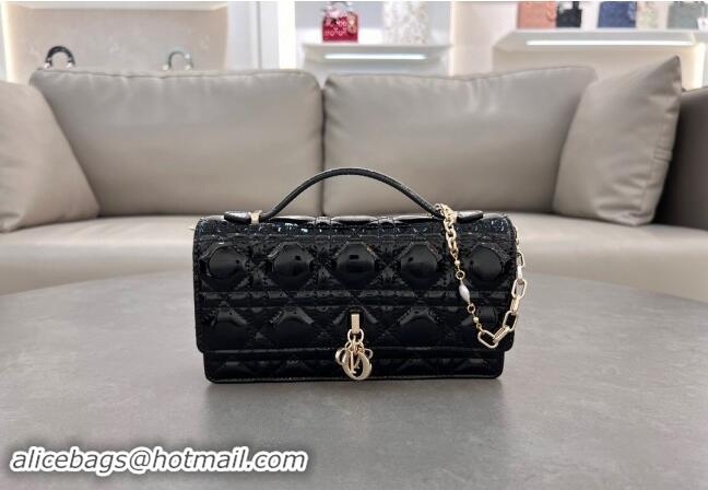 Buy Grade Dior My Dior Mini Bag in Patent Cannage Calfskin with Pearl 0980 Black