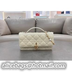 Buy Discount Dior My Dior Mini Bag in Patent Cannage Calfskin with Pearl 0980 White