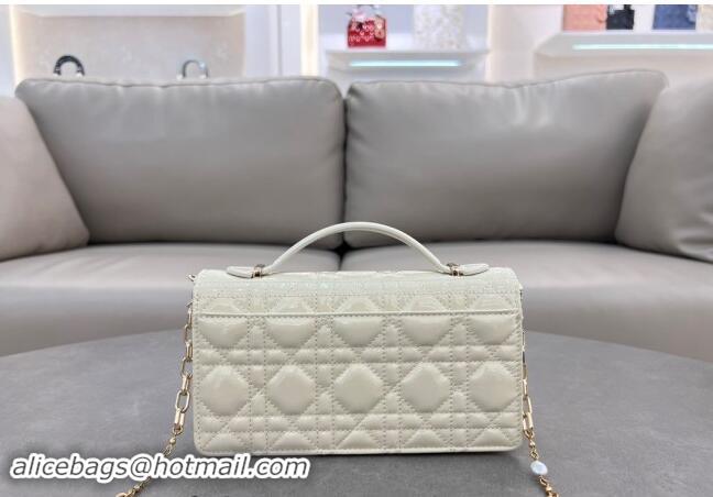 Buy Discount Dior My Dior Mini Bag in Patent Cannage Calfskin with Pearl 0980 White