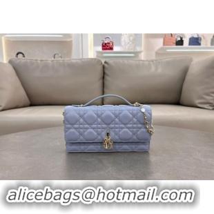 Grade Cheap Dior My Dior Mini Bag in Cannage Lambskin with Pearl 0980 Light Blue