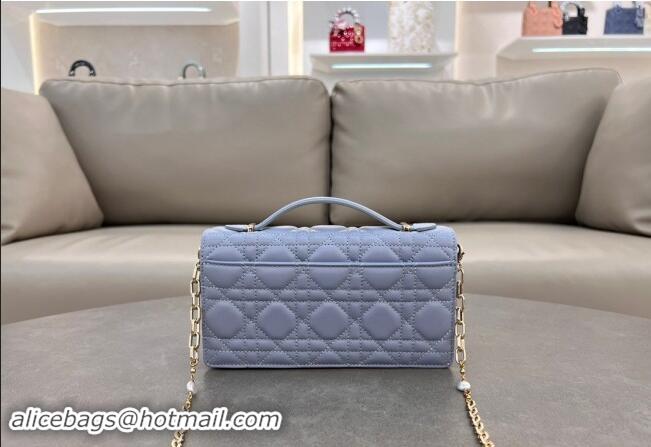 Grade Cheap Dior My Dior Mini Bag in Cannage Lambskin with Pearl 0980 Light Blue