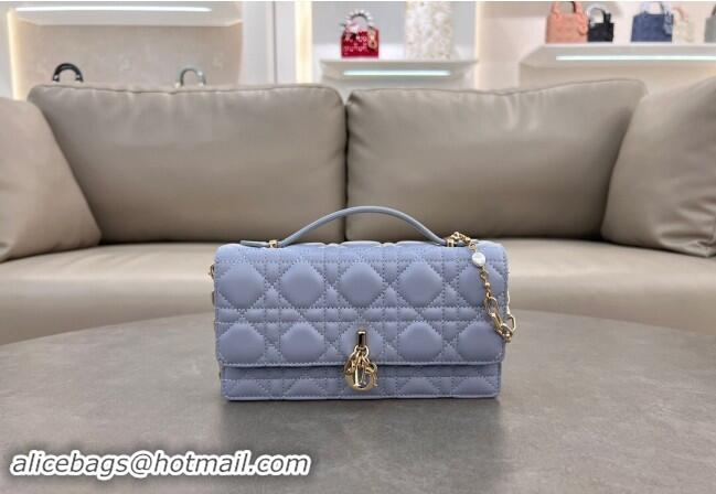 Grade Cheap Dior My Dior Mini Bag in Cannage Lambskin with Pearl 0980 Light Blue