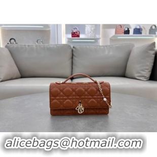 Famous Brand Dior My Dior Mini Bag in Cannage Lambskin with Pearl 0980 Bronze Brown