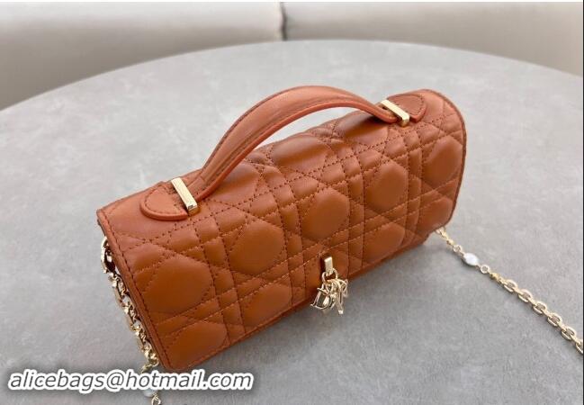 Famous Brand Dior My Dior Mini Bag in Cannage Lambskin with Pearl 0980 Bronze Brown