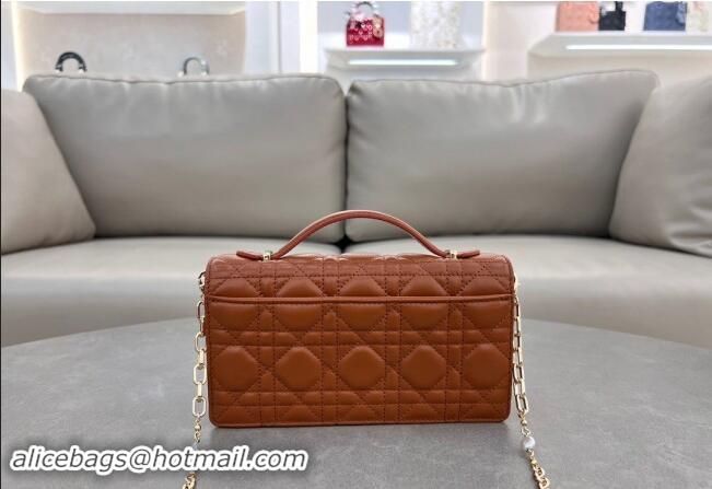 Famous Brand Dior My Dior Mini Bag in Cannage Lambskin with Pearl 0980 Bronze Brown