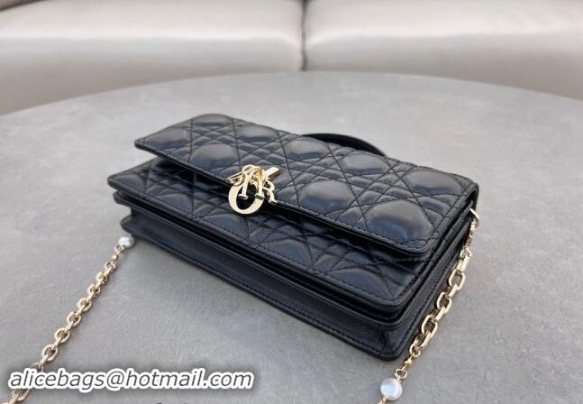 Discount Dior My Dior Mini Bag in Cannage Lambskin with Pearl 0980 Black