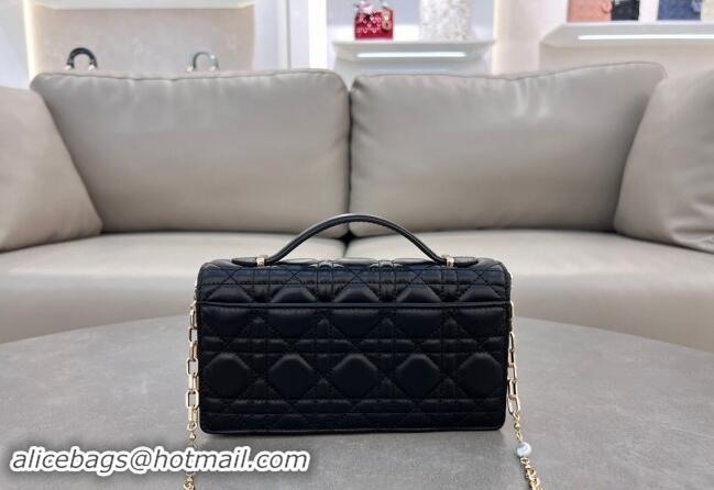 Discount Dior My Dior Mini Bag in Cannage Lambskin with Pearl 0980 Black