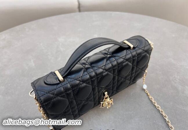 Discount Dior My Dior Mini Bag in Cannage Lambskin with Pearl 0980 Black