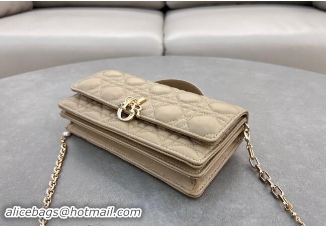 Free Shipping Dior My Dior Mini Bag in Cannage Lambskin with Pearl 0980 Beige