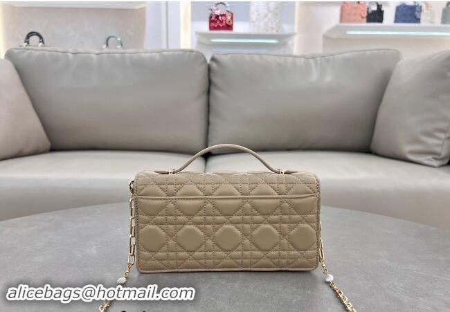 Free Shipping Dior My Dior Mini Bag in Cannage Lambskin with Pearl 0980 Beige