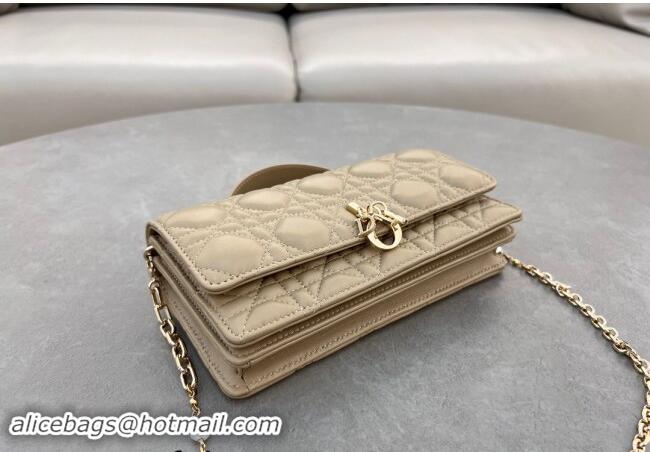 Free Shipping Dior My Dior Mini Bag in Cannage Lambskin with Pearl 0980 Beige