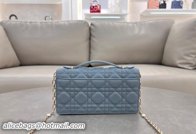 Low Cost Dior My Dior Mini Bag in Cannage Lambskin with Pearl 0980 Dusty Blue