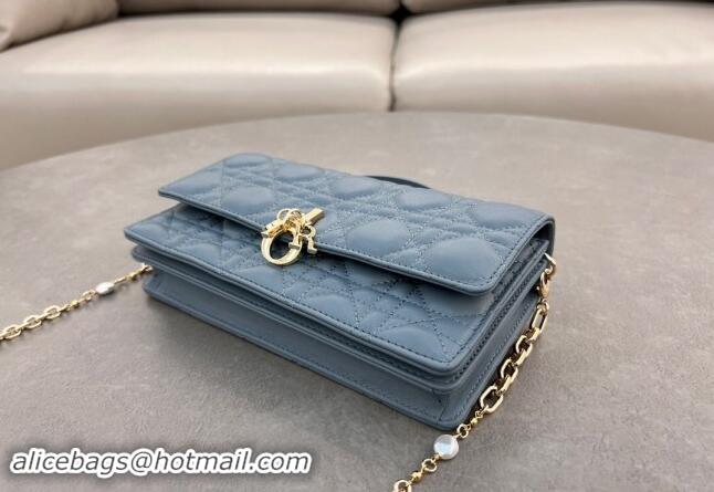 Low Cost Dior My Dior Mini Bag in Cannage Lambskin with Pearl 0980 Dusty Blue