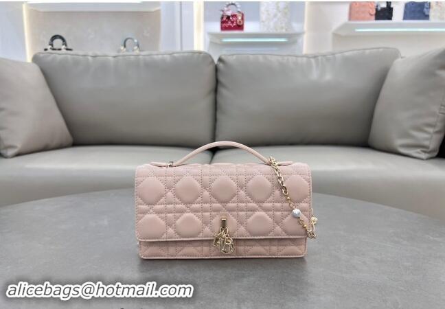 Popular Dior My Dior Mini Bag in Cannage Lambskin with Pearl 0980 Blush Pink