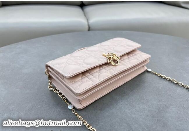 Popular Dior My Dior Mini Bag in Cannage Lambskin with Pearl 0980 Blush Pink