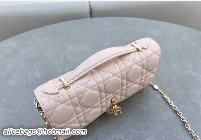 Popular Dior My Dior Mini Bag in Cannage Lambskin with Pearl 0980 Blush Pink