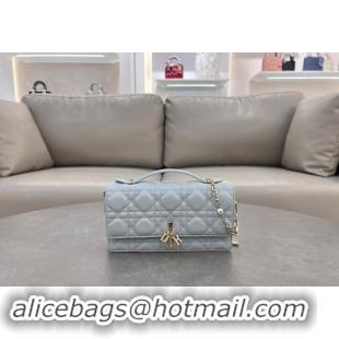 Classic Best Dior My Dior Mini Bag in Cannage Lambskin with Pearl 0980 Lake Blue 2024