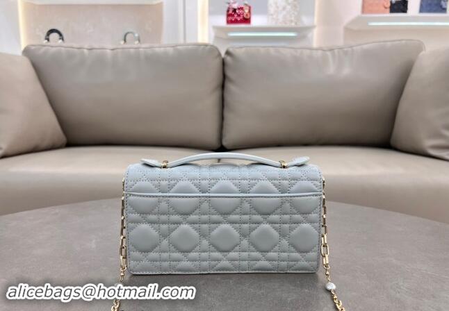 Classic Best Dior My Dior Mini Bag in Cannage Lambskin with Pearl 0980 Lake Blue 2024