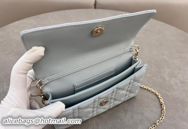 Classic Best Dior My Dior Mini Bag in Cannage Lambskin with Pearl 0980 Lake Blue 2024